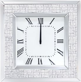 ACME Iama Wall Clock in Mirrored & Faux Rhinestones 97396