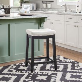 Claridge 26" Backless Indoor Counter Stool, Black with White Faux Leather, Includes 1 Stool