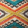 18 x 18 Square Cotton Accent Throw Pillow, Aztec Tribal Inspired Pattern, Trimmed Fringes, Multicolor
