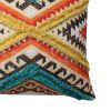 18 x 18 Square Cotton Accent Throw Pillow, Aztec Tribal Inspired Pattern, Trimmed Fringes, Multicolor