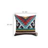 24 x 24 Square Handwoven Cotton Dhurrie Accent Throw Pillow, Aztec Kilim Pattern, Tassels, Multicolor