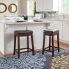 Claridge 26" Backless Indoor Counter Stool, Dark Brown with Beige Faux Leather, Includes 1 Stool
