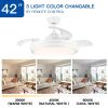 Modern 42 in. Indoor Matte White Retractable Blades Ceiling Fan with Light Kit and Remote Control