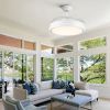 Modern 42 in. Indoor Matte White Retractable Blades Ceiling Fan with Light Kit and Remote Control
