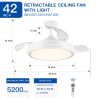 Modern 42 in. Indoor Matte White Retractable Blades Ceiling Fan with Light Kit and Remote Control