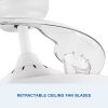 Modern 42 in. Indoor Matte White Retractable Blades Ceiling Fan with Light Kit and Remote Control