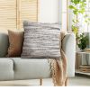 18 x 18 Handcrafted Cotton Accent Throw Pillows, Woven Lined Design, Set of 2, Black, Gray, Beige