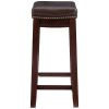 Claridge 26" Backless Indoor Counter Stool, Dark Brown with Beige Faux Leather, Includes 1 Stool
