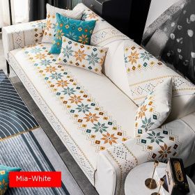 Bohemian Sofa Cushion Four Seasons Universal Chenille Non-slip Cover (Option: White-110 × 180)