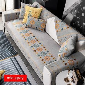 Bohemian Sofa Cushion Four Seasons Universal Chenille Non-slip Cover (Option: Gray-110 × 180)