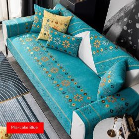 Bohemian Sofa Cushion Four Seasons Universal Chenille Non-slip Cover (Option: Lake Blue-90 × 90)